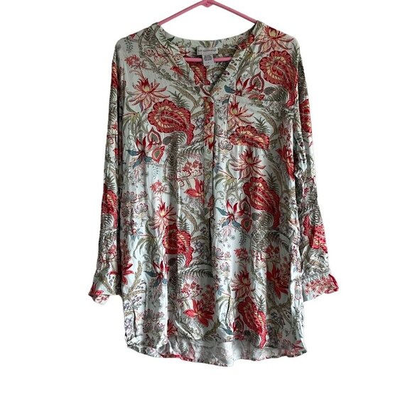 Soft Surroundings Paisley Botanical Popover Tunic Blouse Size Medium‎ - Picture 1 of 11
